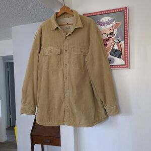 VTG Woolrich Corduroy Jacket Mens XL Beige Tan Sherpa Fleece Lined Trucker Chore